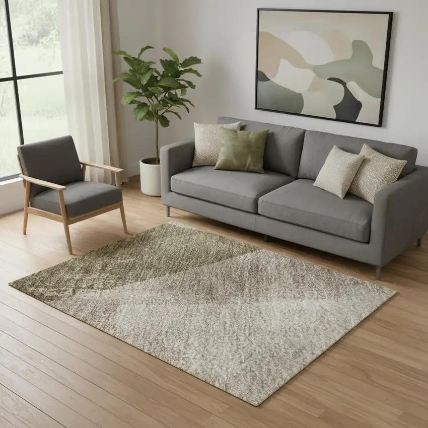 Taupe And Beige Abstract Washable Area Rug With UV Protection Photo 2