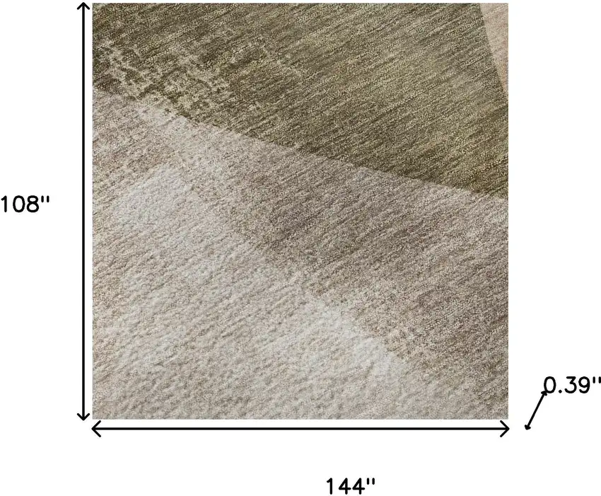 Taupe And Beige Abstract Washable Area Rug With UV Protection Photo 8