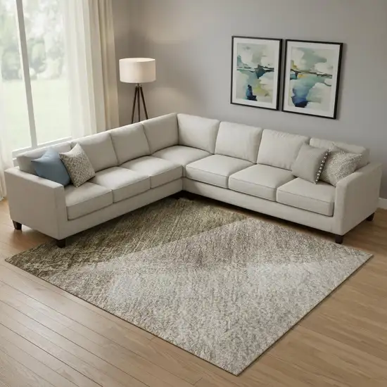 Taupe And Beige Abstract Washable Area Rug With UV Protection Photo 2