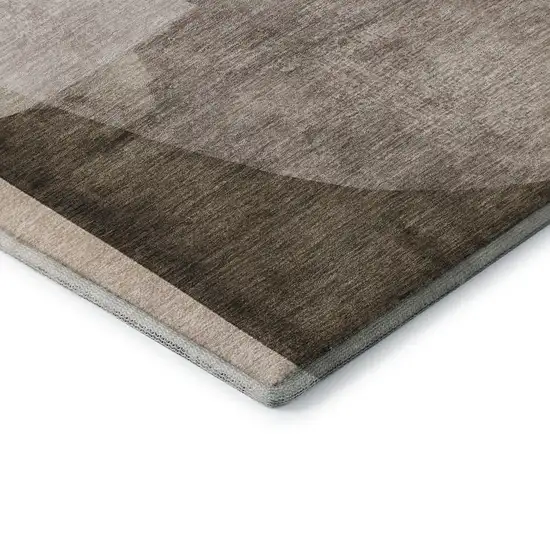 Taupe And Beige Abstract Washable Area Rug With UV Protection Photo 7