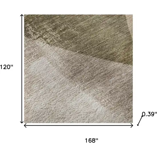Taupe And Beige Abstract Washable Area Rug With UV Protection Photo 8