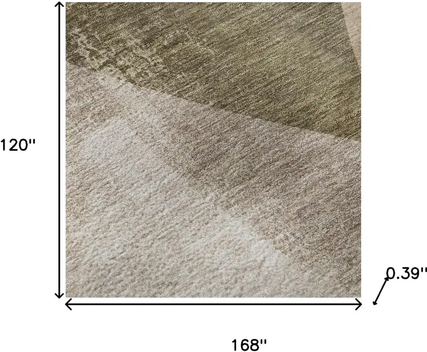 Taupe And Beige Abstract Washable Area Rug With UV Protection Photo 8