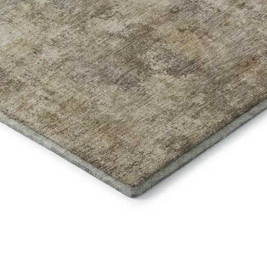 Taupe And Beige Abstract Washable Area Rug With UV Protection Photo 4