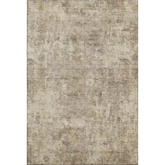 Taupe And Beige Abstract Washable Area Rug With UV Protection Photo 3