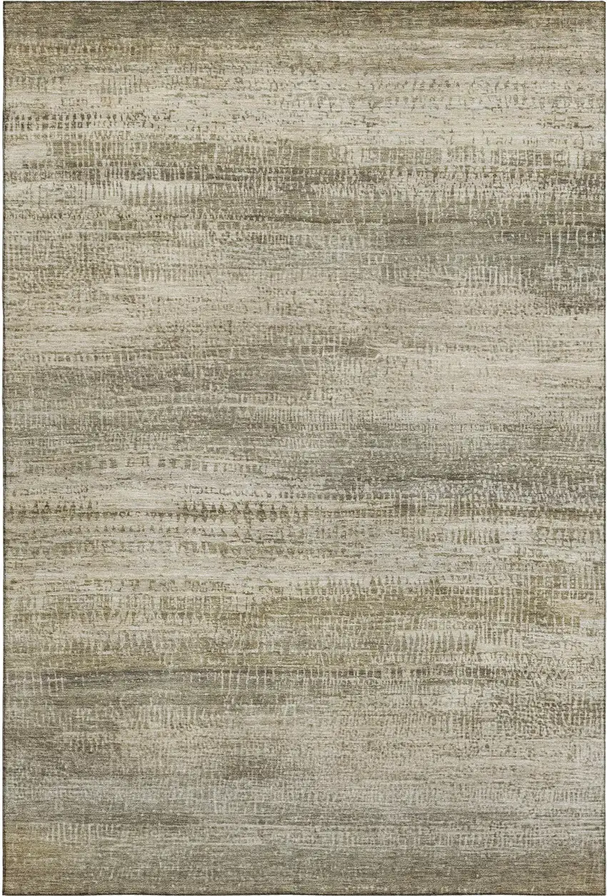Taupe And Beige Abstract Washable Area Rug With UV Protection Photo 3