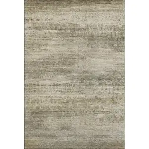 Photo of Taupe And Beige Abstract Washable Area Rug With UV Protection