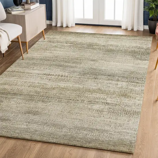 Taupe And Beige Abstract Washable Area Rug With UV Protection Photo 2