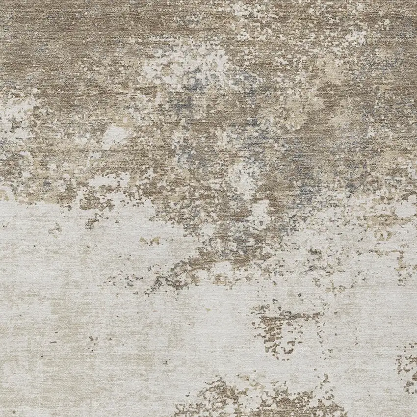 Taupe And Beige Abstract Washable Indoor Outdoor Area Rug Photo 6