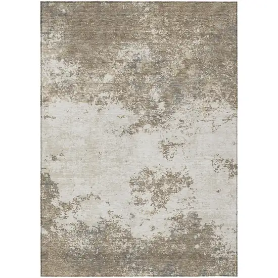 Taupe And Beige Abstract Washable Indoor Outdoor Area Rug Photo 2