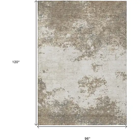Taupe And Beige Abstract Washable Indoor Outdoor Area Rug Photo 3
