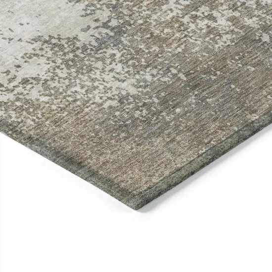 Taupe And Beige Abstract Washable Indoor Outdoor Area Rug Photo 5