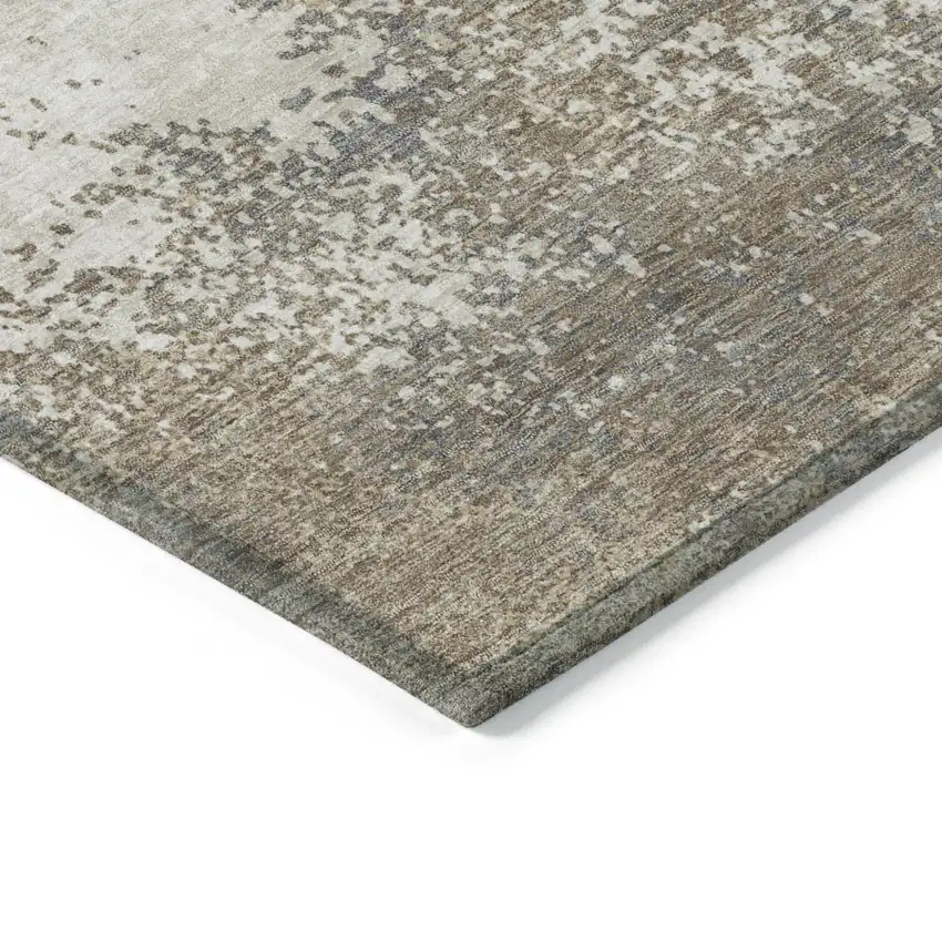 Taupe And Beige Abstract Washable Indoor Outdoor Area Rug Photo 5