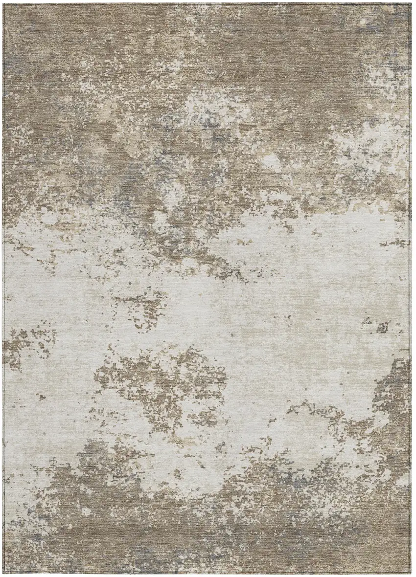 Taupe And Beige Abstract Washable Indoor Outdoor Area Rug Photo 6