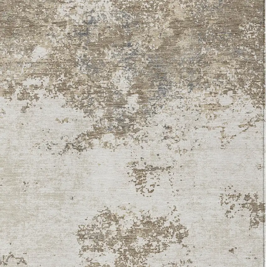 Taupe And Beige Abstract Washable Indoor Outdoor Area Rug Photo 6