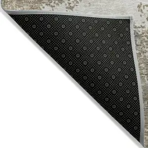 Photo of Taupe And Beige Abstract Washable Indoor Outdoor Area Rug