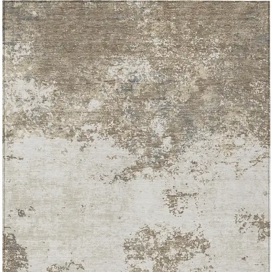 Taupe And Beige Abstract Washable Indoor Outdoor Area Rug Photo 7