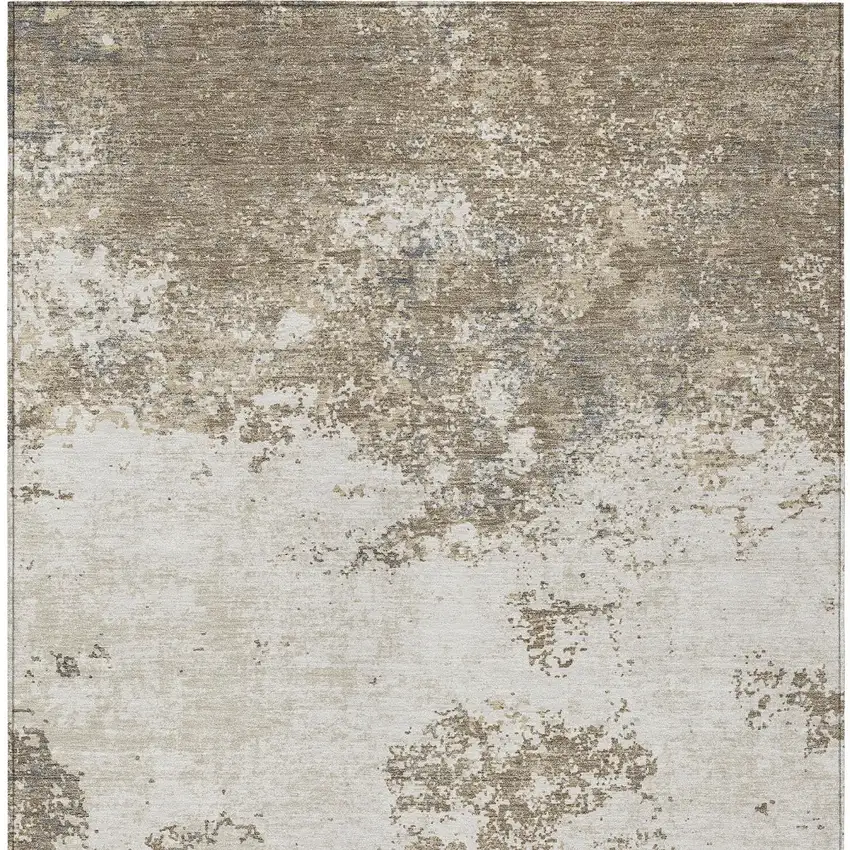 Taupe And Beige Abstract Washable Indoor Outdoor Area Rug Photo 7