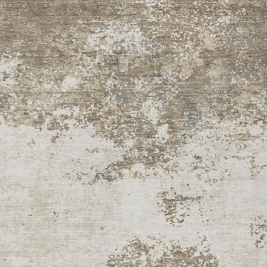 Taupe And Beige Abstract Washable Indoor Outdoor Area Rug Photo 6