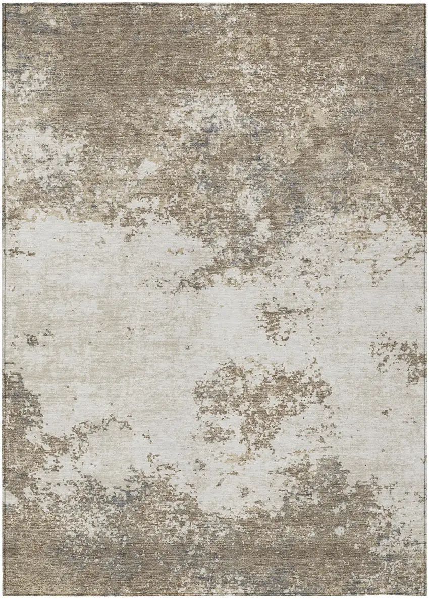Taupe And Beige Abstract Washable Indoor Outdoor Area Rug Photo 2