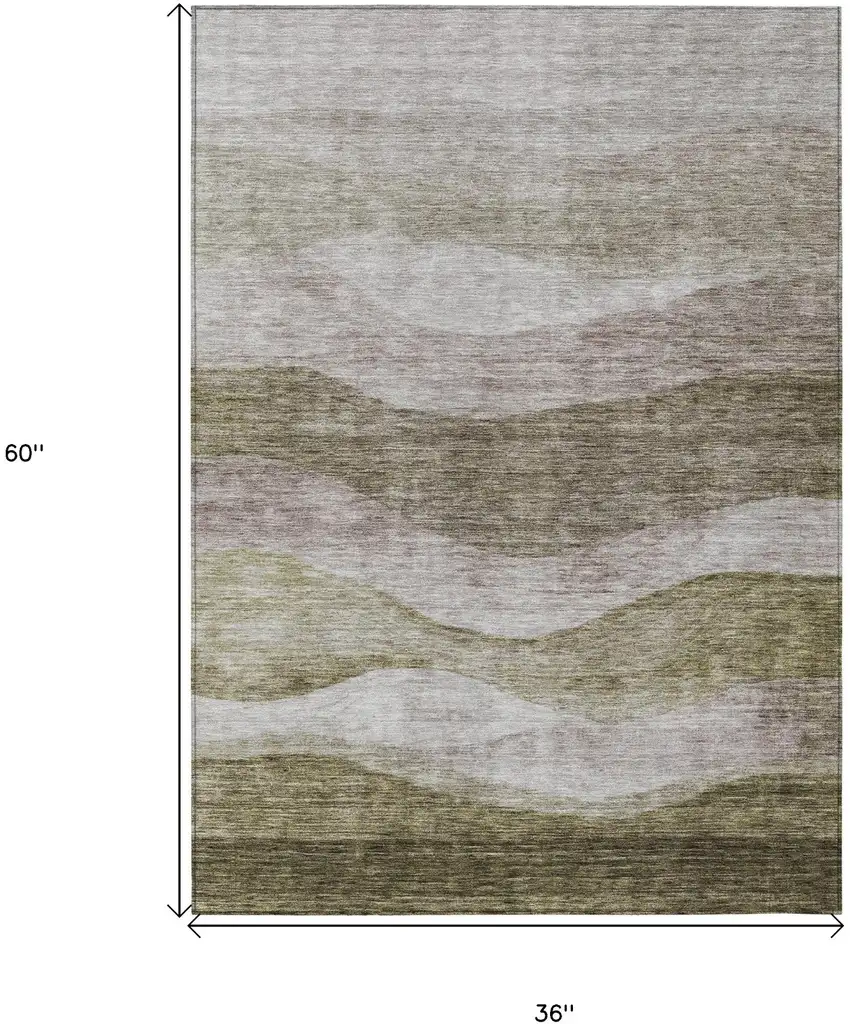 Taupe And Beige Abstract Washable Indoor Outdoor Area Rug Photo 6