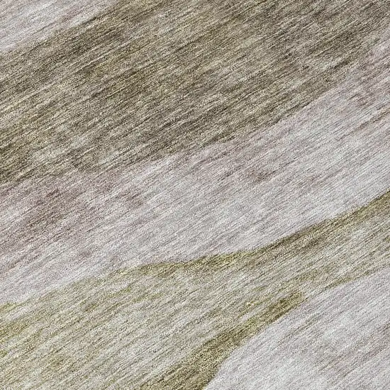 Taupe And Beige Abstract Washable Indoor Outdoor Area Rug Photo 7