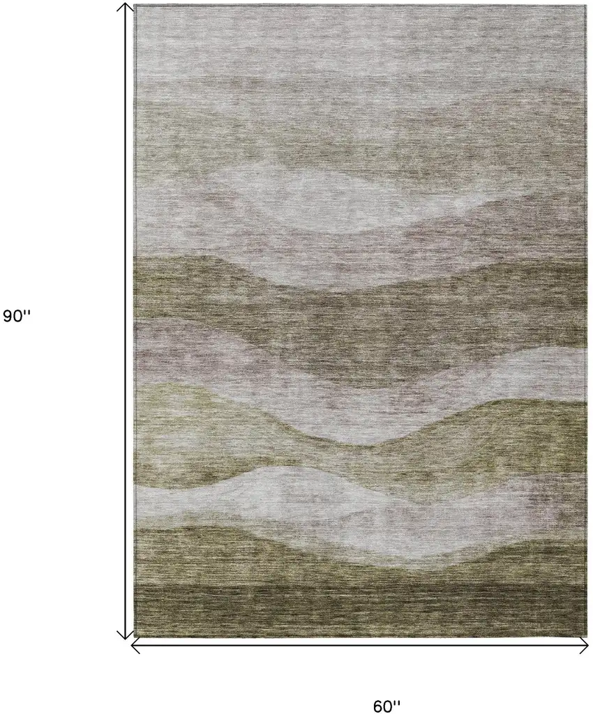 Taupe And Beige Abstract Washable Indoor Outdoor Area Rug Photo 7