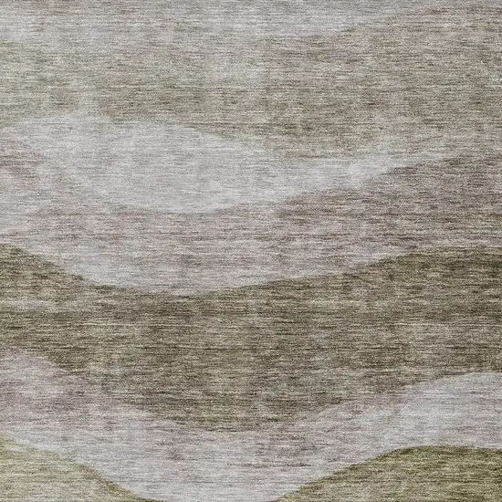 Taupe And Beige Abstract Washable Indoor Outdoor Area Rug Photo 5