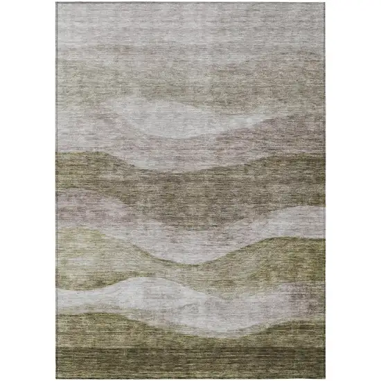 Taupe And Beige Abstract Washable Indoor Outdoor Area Rug Photo 2