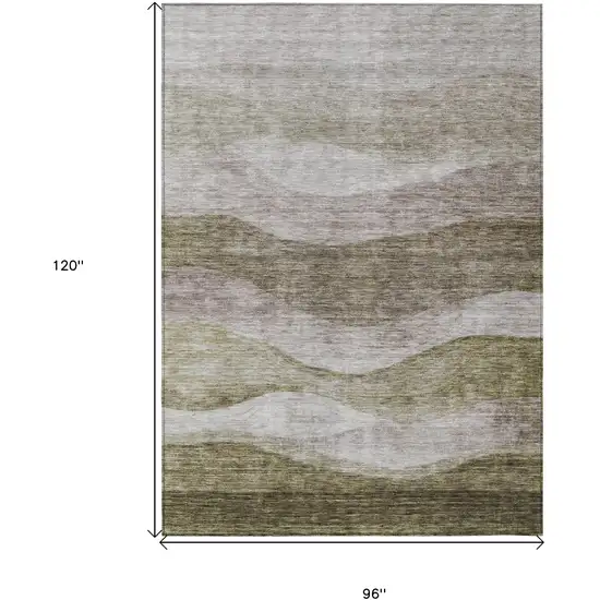 Taupe And Beige Abstract Washable Indoor Outdoor Area Rug Photo 7