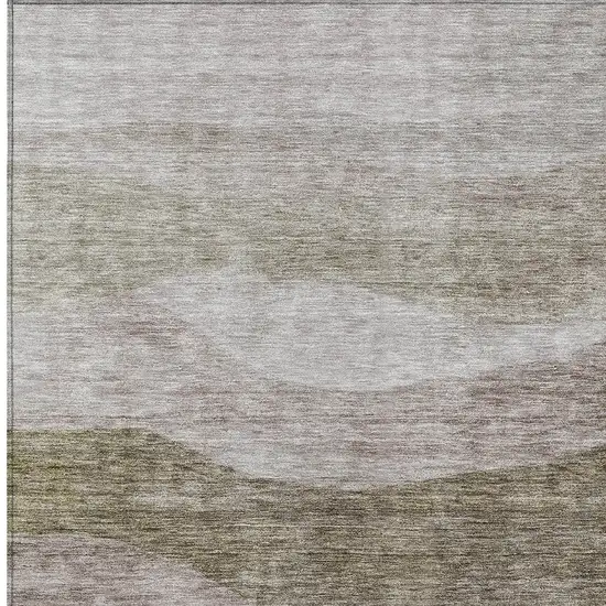 Taupe And Beige Abstract Washable Indoor Outdoor Area Rug Photo 5