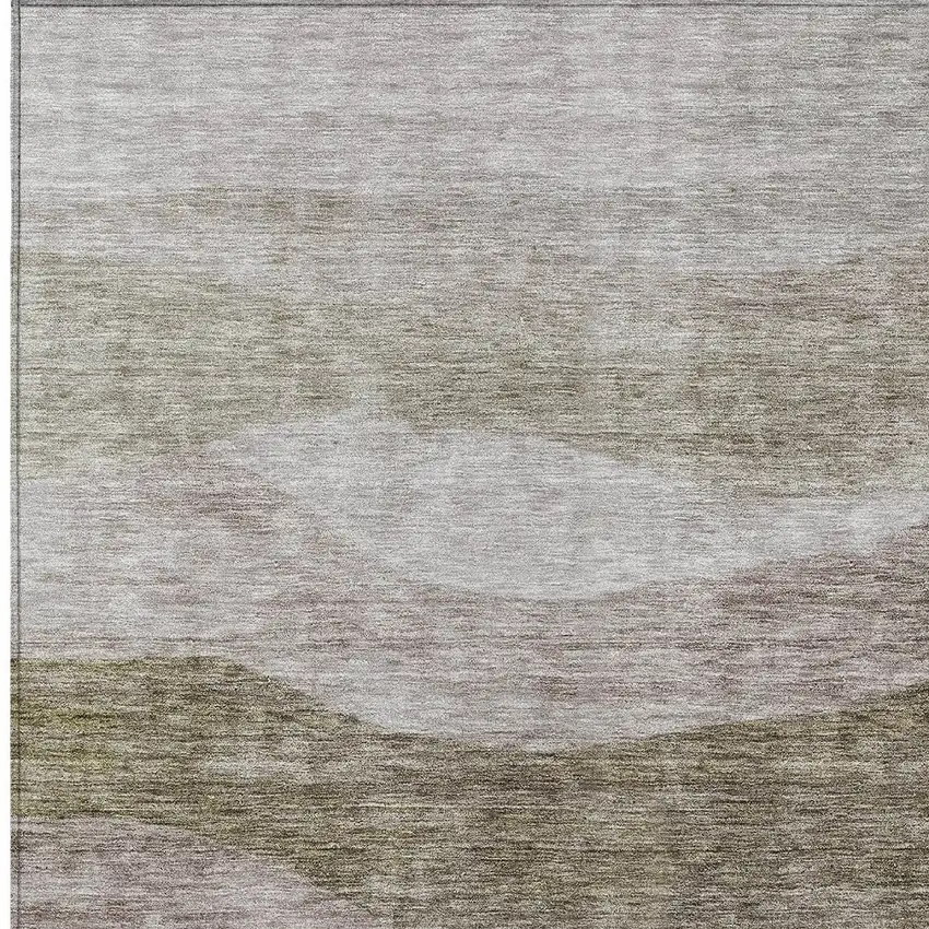 Taupe And Beige Abstract Washable Indoor Outdoor Area Rug Photo 5
