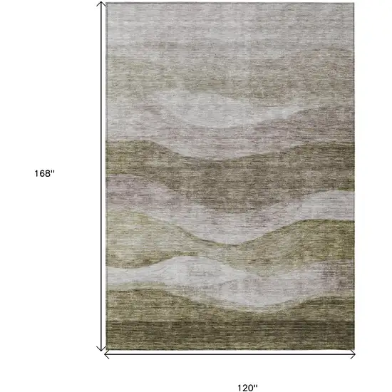 Taupe And Beige Abstract Washable Indoor Outdoor Area Rug Photo 7