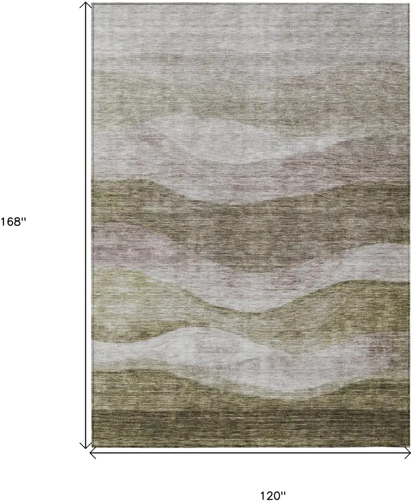 Taupe And Beige Abstract Washable Indoor Outdoor Area Rug Photo 7