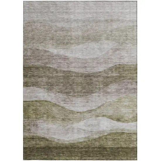 Taupe And Beige Abstract Washable Indoor Outdoor Area Rug Photo 6