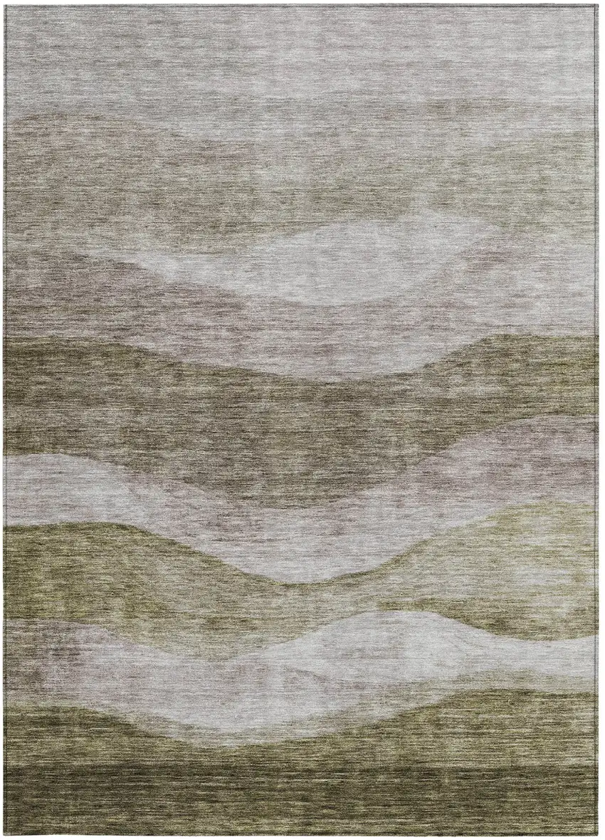 Taupe And Beige Abstract Washable Indoor Outdoor Area Rug Photo 6