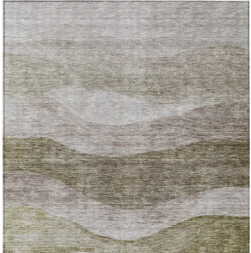Taupe And Beige Abstract Washable Indoor Outdoor Area Rug Photo 5