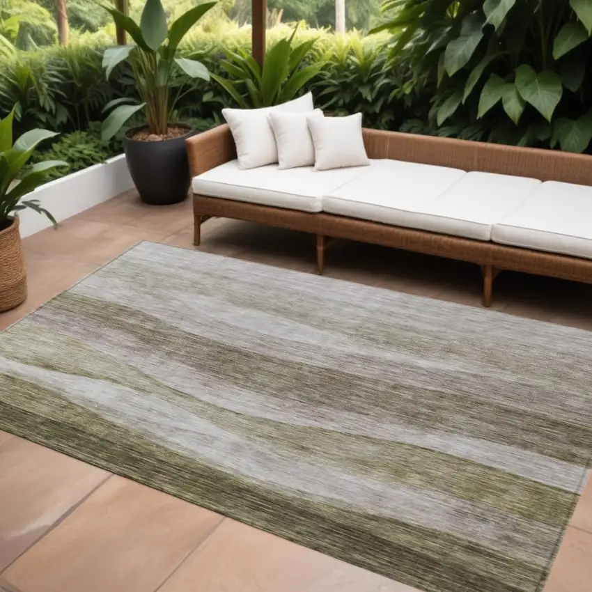 Taupe And Beige Abstract Washable Indoor Outdoor Area Rug Photo 1