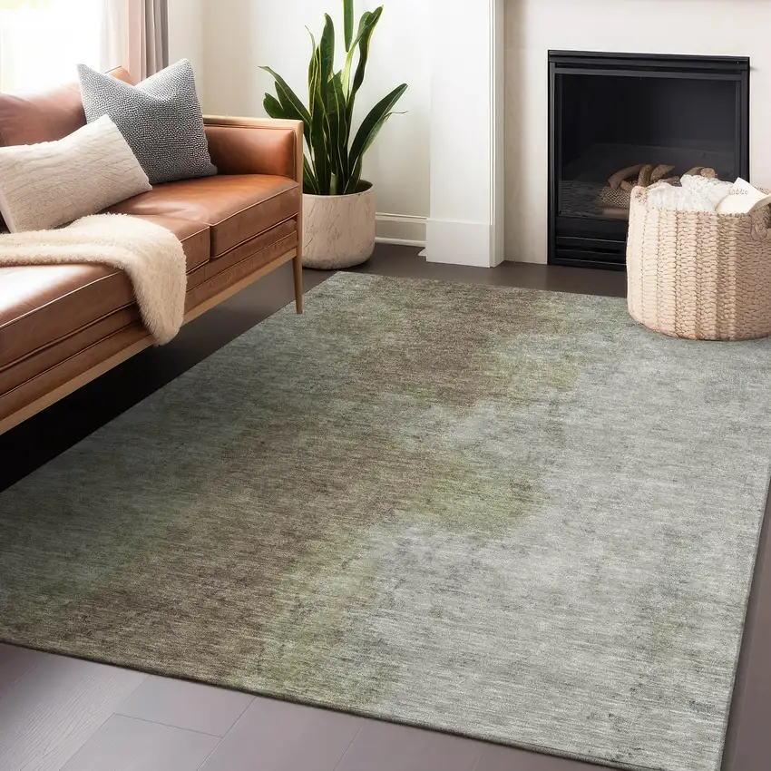 Taupe And Beige Abstract Washable Indoor Outdoor Area Rug Photo 7