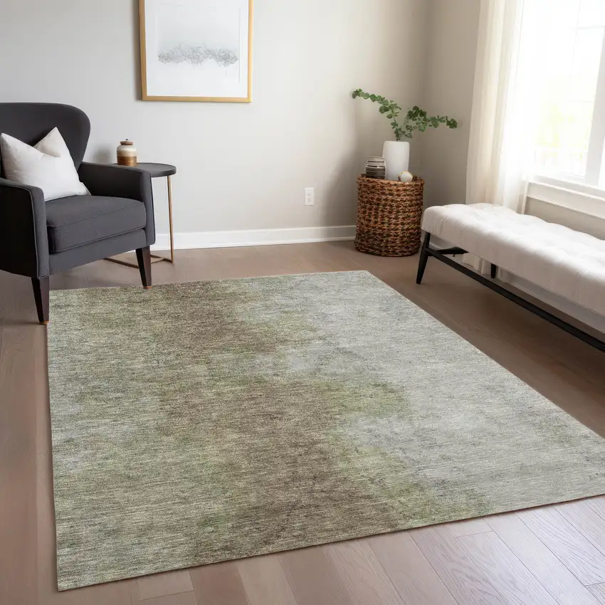 Taupe And Beige Abstract Washable Indoor Outdoor Area Rug Photo 8