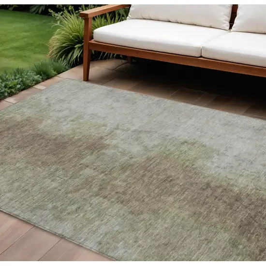 Taupe And Beige Abstract Washable Indoor Outdoor Area Rug Photo 2