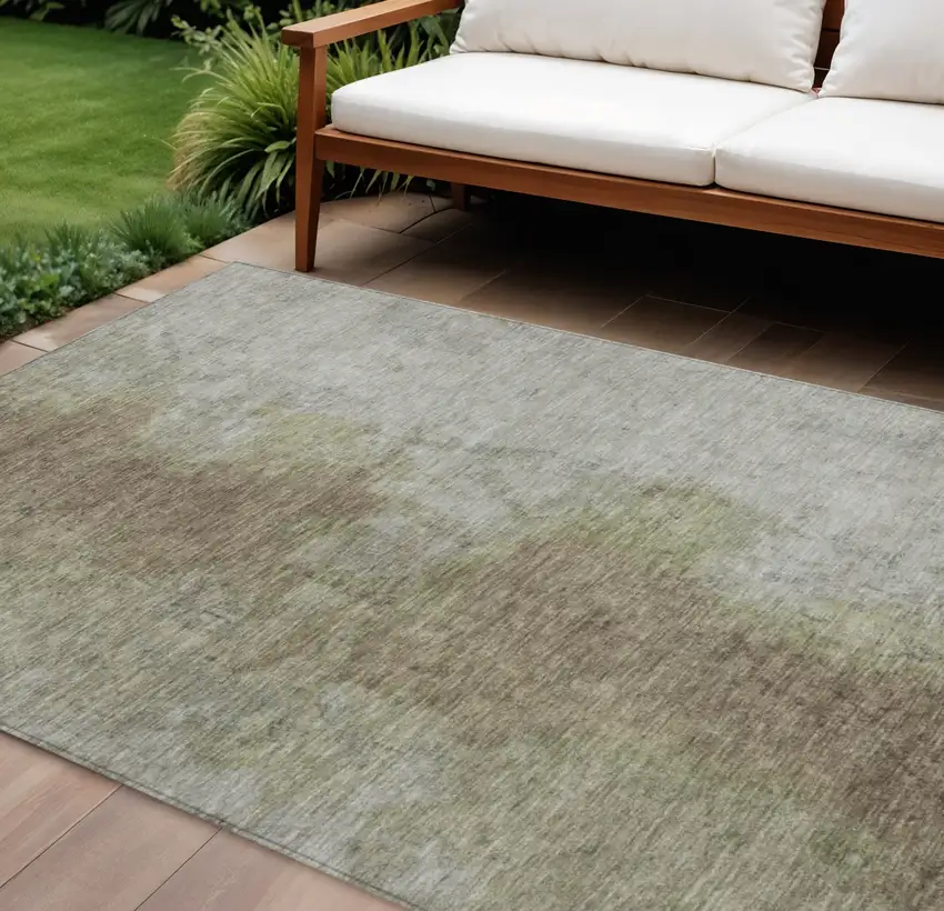 Taupe And Beige Abstract Washable Indoor Outdoor Area Rug Photo 2