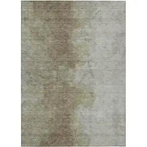 Photo of Taupe And Beige Abstract Washable Indoor Outdoor Area Rug