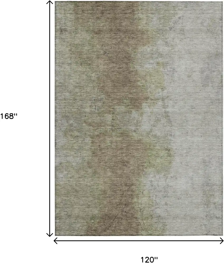 Taupe And Beige Abstract Washable Indoor Outdoor Area Rug Photo 9
