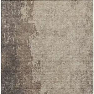 Photo of Taupe And Beige Abstract Washable Indoor Outdoor Area Rug