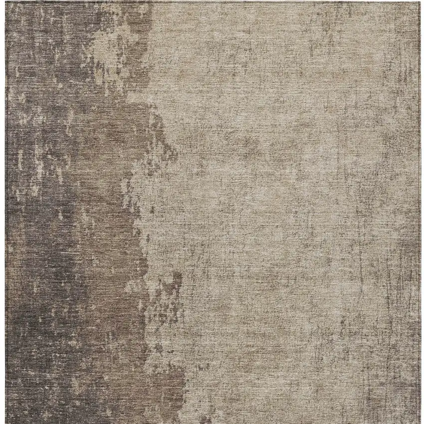 Taupe And Beige Abstract Washable Indoor Outdoor Area Rug Photo 1