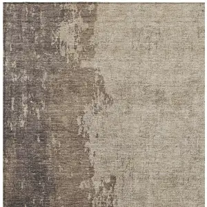 Photo of Taupe And Beige Abstract Washable Indoor Outdoor Area Rug