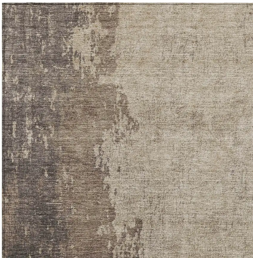 Taupe And Beige Abstract Washable Indoor Outdoor Area Rug Photo 1