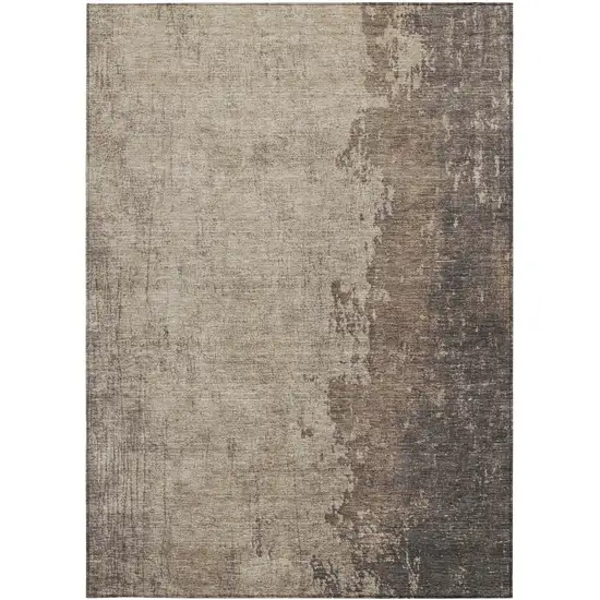 Taupe And Beige Abstract Washable Indoor Outdoor Area Rug Photo 6