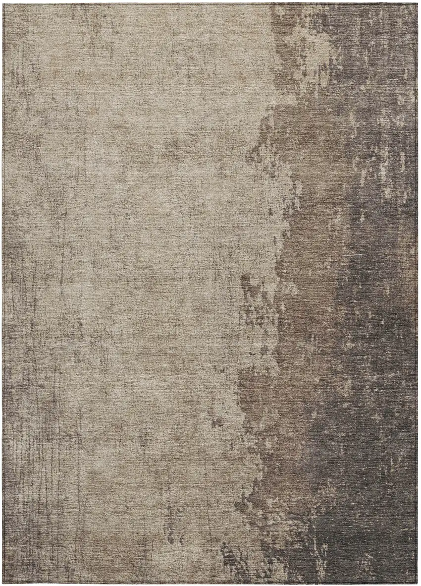 Taupe And Beige Abstract Washable Indoor Outdoor Area Rug Photo 6