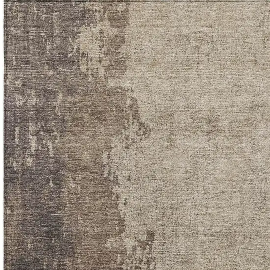 Taupe And Beige Abstract Washable Indoor Outdoor Area Rug Photo 3